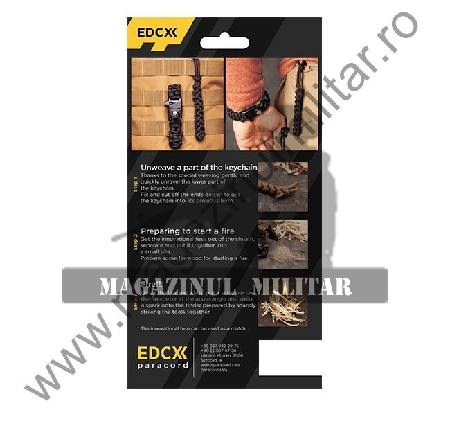 Bratara paracord supravietuire Flaming Lizzard, neagra [3]