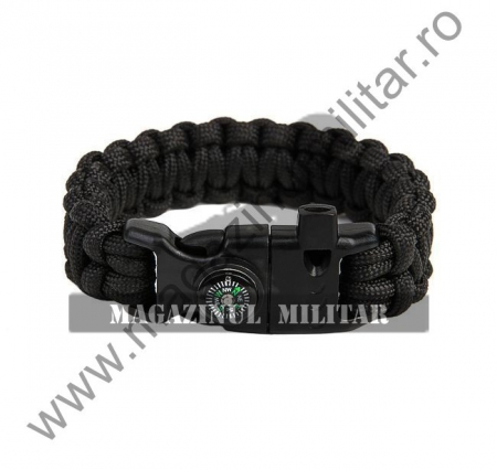 Supravietuire, outdoor - Bratara paracord supravietuire Flaming Lizzard, neagra