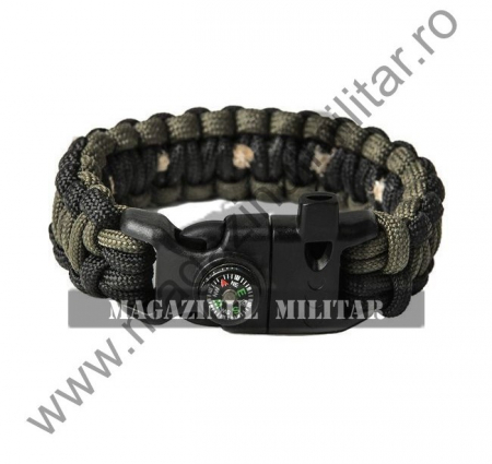 Supravietuire, outdoor - Bratara paracord supravietuire Cobra, army green black