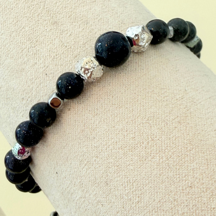 Bratara aromaterapie cu Blue Goldstone si Lava - Shine On [2]