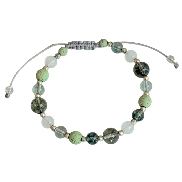 Bratara aromaterapie cu Cuart de Stanca, Cuart Verde Fantoma, Hematit si Lava - Mystic Green [4]