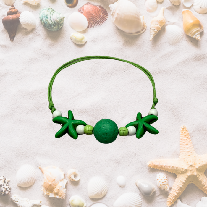 Bratara aromaterapie pentru copii, Green Starfish, cu magnezit și lavă [3]