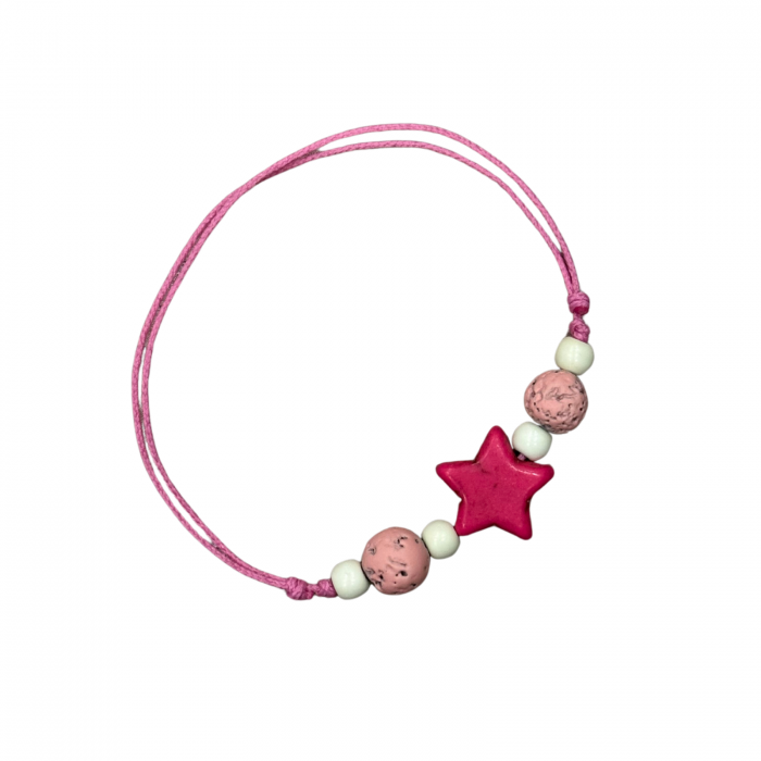 Bratara aromaterapie pentru copii, Pink Starfish, cu magnezit și lavă [2]