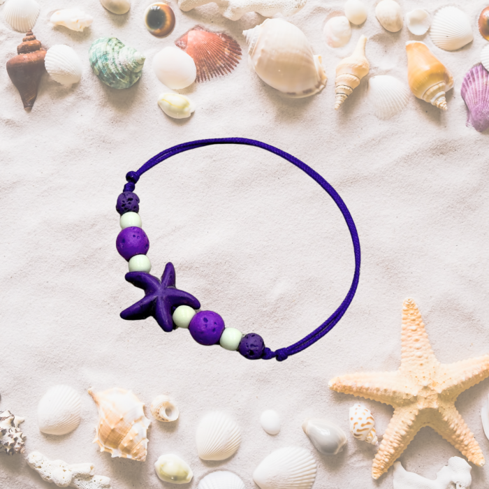 Bratara aromaterapie pentru copii, Purple Starfish, cu magnezit și lavă [3]