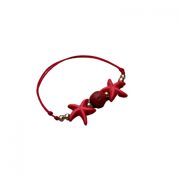 Bratara aromaterapie pentru copii, Red Starfish, cu magnezit, hematit și lavă [2]