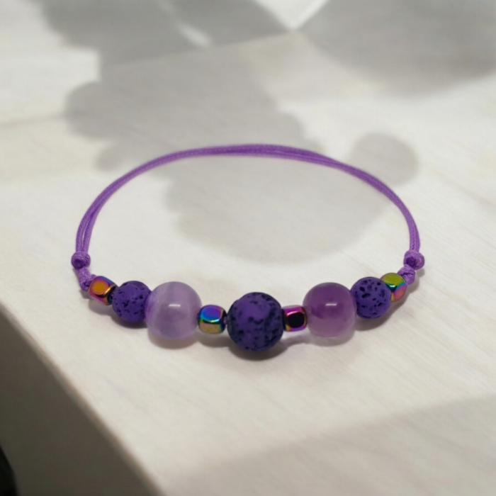 Bratara aromaterapie pentru copii, Tiny Zen, cu ametist, lava si hematit [2]