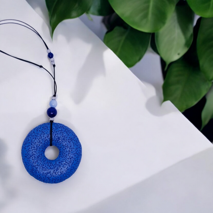 Colier aromaterapie cu Roca vulcanica, Lapis Lazuli, Acvamarin si Hematit [2]
