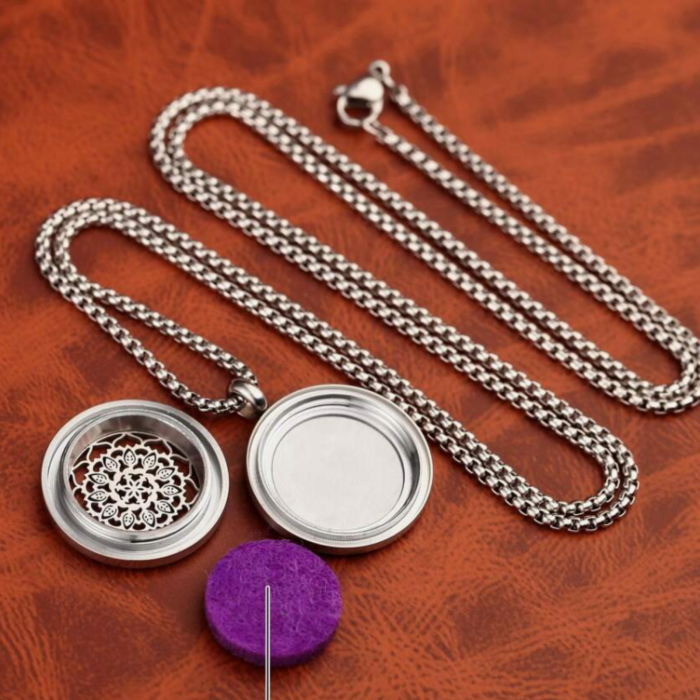 Colier aromaterapie Mandala, argintiu, 22 mm [3]