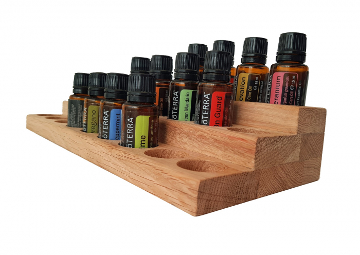 Suport din lemn de stejar pentru sticlute de ulei esential 15 ml [3]