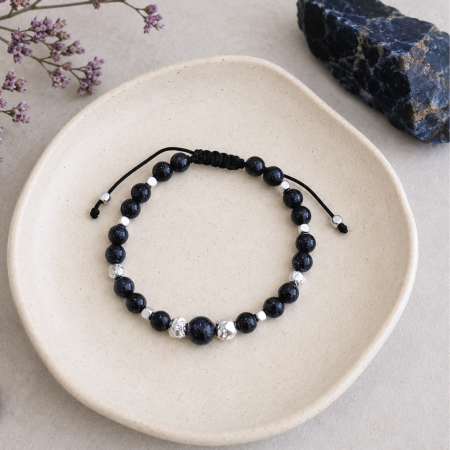 Bratari - Bratara aromaterapie cu Blue Goldstone si Lava - Shine On