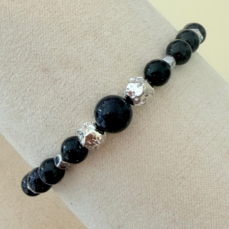 Bratara aromaterapie cu Blue Goldstone si Lava - Shine On [2]