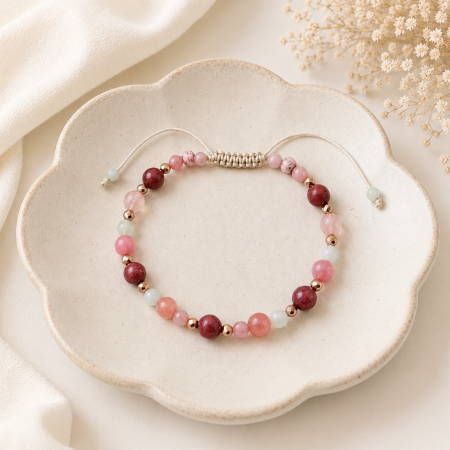 Bratari - Bratara aromaterapie cu Calcedonie, Coral, Cuart, Lava si Hematit - Bloom & Shine