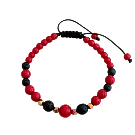 Bratara aromaterapie cu Coral, Lava si Hematit - Passion Fire [3]