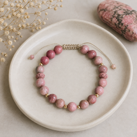 Bratara aromaterapie cu Rodonit, Hematit si Lava - Love & Devotion