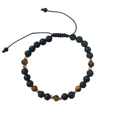 Bijuterii - Bratara aromaterapie pentru barbati cu Ochi de Tigru, Obsidian, Hematit si Lava - Brave