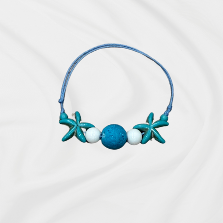 Bratari - Bratara aromaterapie pentru copii, Blue Starfish, cu turcoaz, agat și lavă