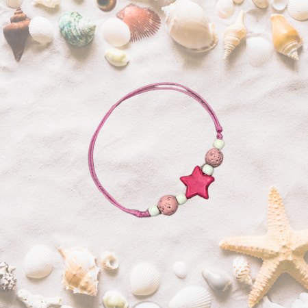 Bratara aromaterapie pentru copii, Pink Starfish, cu magnezit și lavă [2]