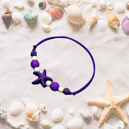 Bratara aromaterapie pentru copii, Purple Starfish, cu magnezit și lavă [2]