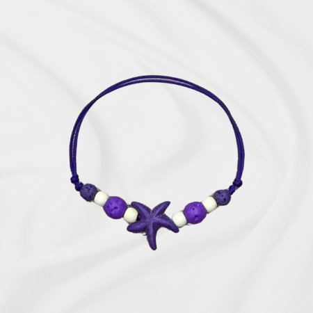 Bratari - Bratara aromaterapie pentru copii, Purple Starfish, cu magnezit și lavă