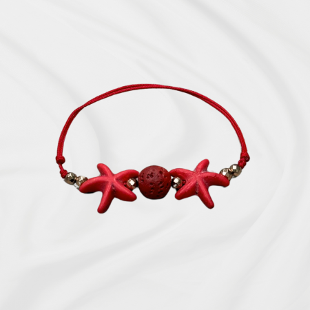 Bratari - Bratara aromaterapie pentru copii, Red Starfish, cu magnezit, hematit și lavă