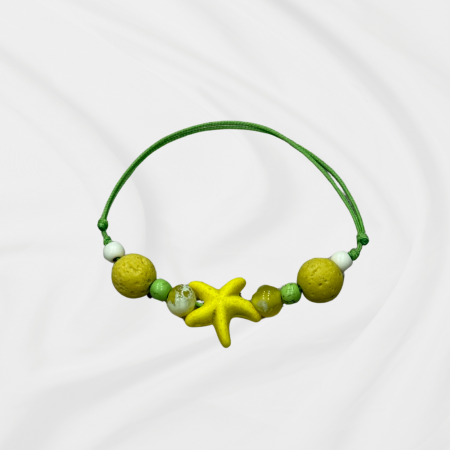 Bratari - Bratara aromaterapie pentru copii, Yellow Starfish, cu magnezit și lavă