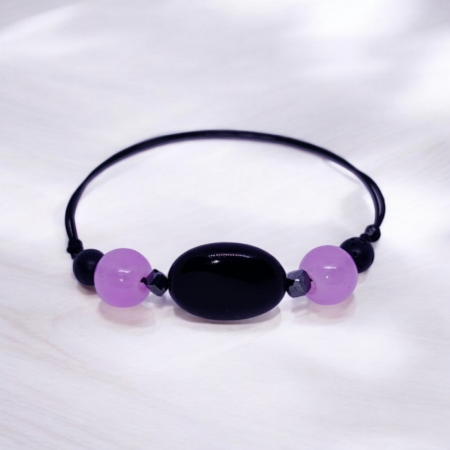 Bratari - Brăţară aromaterapie Lavender Zen, cu Ametist Lavanda, Onix, Hematit și Lavă