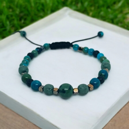 Bratara aromaterapie Green Pheonix, cu cristale de Piatra Pheonix, Lava si Hematit [1]