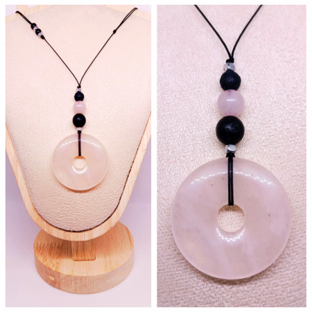 Colier aromaterapie Healing Love, cu cristale de Cuart roz, Obsidian, Hematit si Lava [1]