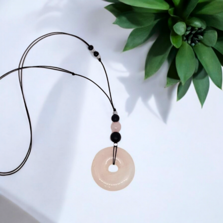 Coliere - Colier aromaterapie Healing Love, cu cristale de Cuart roz, Obsidian, Hematit si Lava