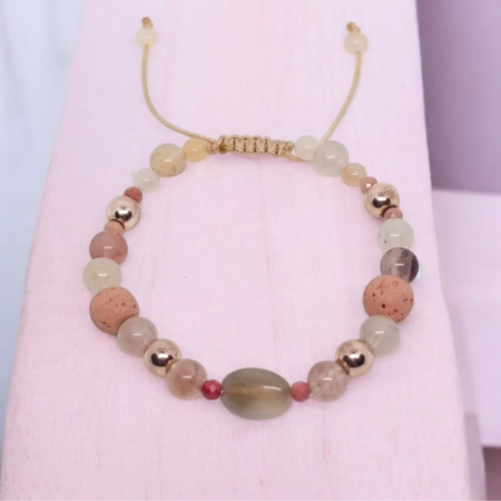 Bratara aromaterapie Romance, cu Rodonit, Cuart, Hematit si Lava [1]