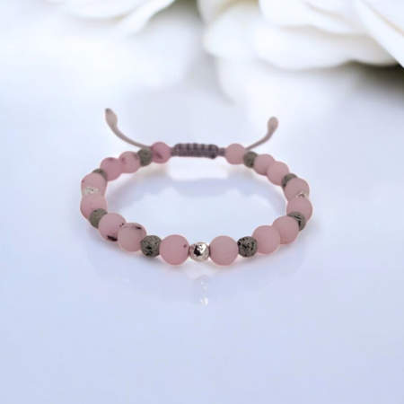 Bratara aromaterapie Frosty Pink, cu Jasp roz mat si Lava [1]