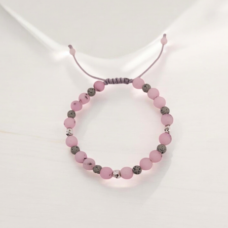 Bratari - Bratara aromaterapie Frosty Pink, cu Jasp roz mat si Lava