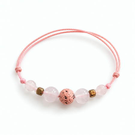 Bijuterii - Bratara pentru copii cu Cuart roz, Hematit si Lava - Sweet Pink