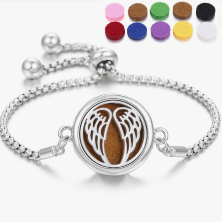Bratari Inox - Bratara reglabila pentru uleiuri esentiale, Angel Wings