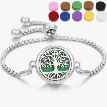 Bratari Inox - Bratara reglabila pentru uleiuri esentiale, Tree of Life