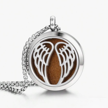 Coliere Inox - Colier aromaterapie Angel Wings, argintiu, 30 mm