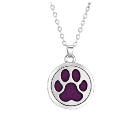 Coliere Inox - Colier aromaterapie Paw Love, otel inoxidabil, argintiu, 22 mm