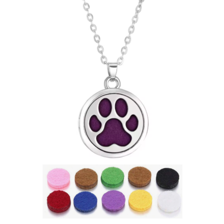 Colier aromaterapie Paw Love, otel inoxidabil, argintiu, 22 mm [1]
