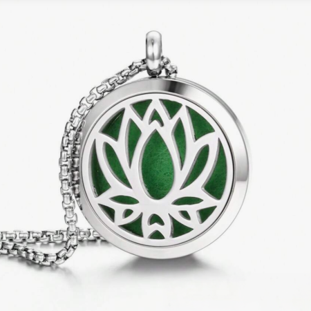 Coliere Inox - Colier aromaterapie Lotus, argintiu, 30 mm