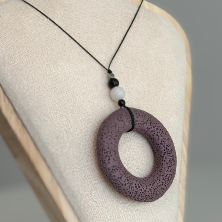 Colier aromaterapie reglabil cu Obsidian, Cuart roz, Hematit si Lava - Inner Circle [2]