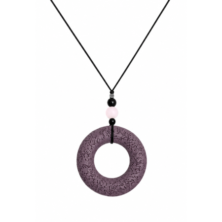 Coliere - Colier aromaterapie reglabil cu Obsidian, Cuart roz, Hematit si Lava - Inner Circle