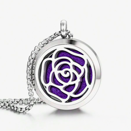 Coliere Inox - Colier aromaterapie Rose, argintiu, 30 mm