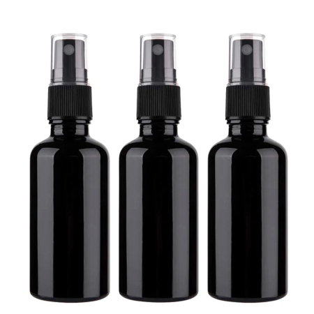 Recipiente - Set 3 recipiente sticla neagra cu spray, 30 ml