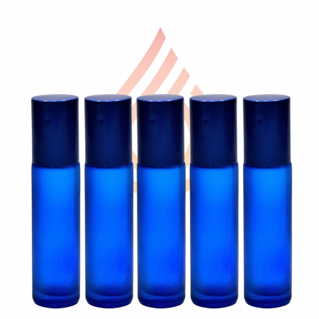 Recipiente - Set 5 recipiente roll-on albastru mat, 10 ml