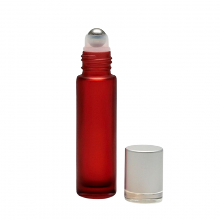 Set 5 recipiente roll-on roşu mat, capac argintiu, 10 ml [1]