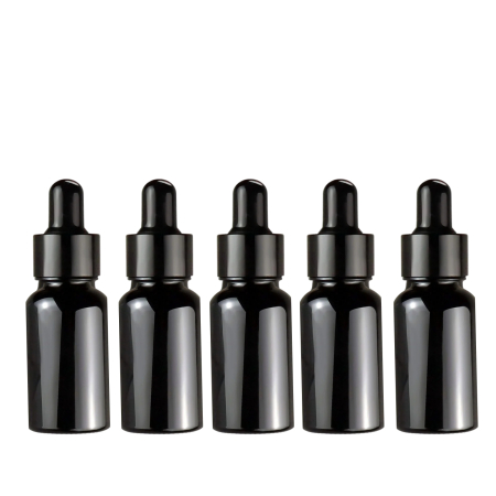 Recipiente - Set 5 sticlute negre cu pipeta, 10 ml