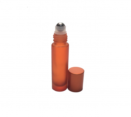 Recipiente - Recipient roll-on sticla portocalie frosted, 10 ml