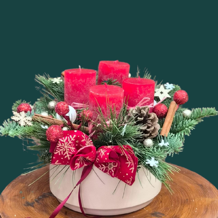 Aranjament în vas ceramic cu lumânări [1]