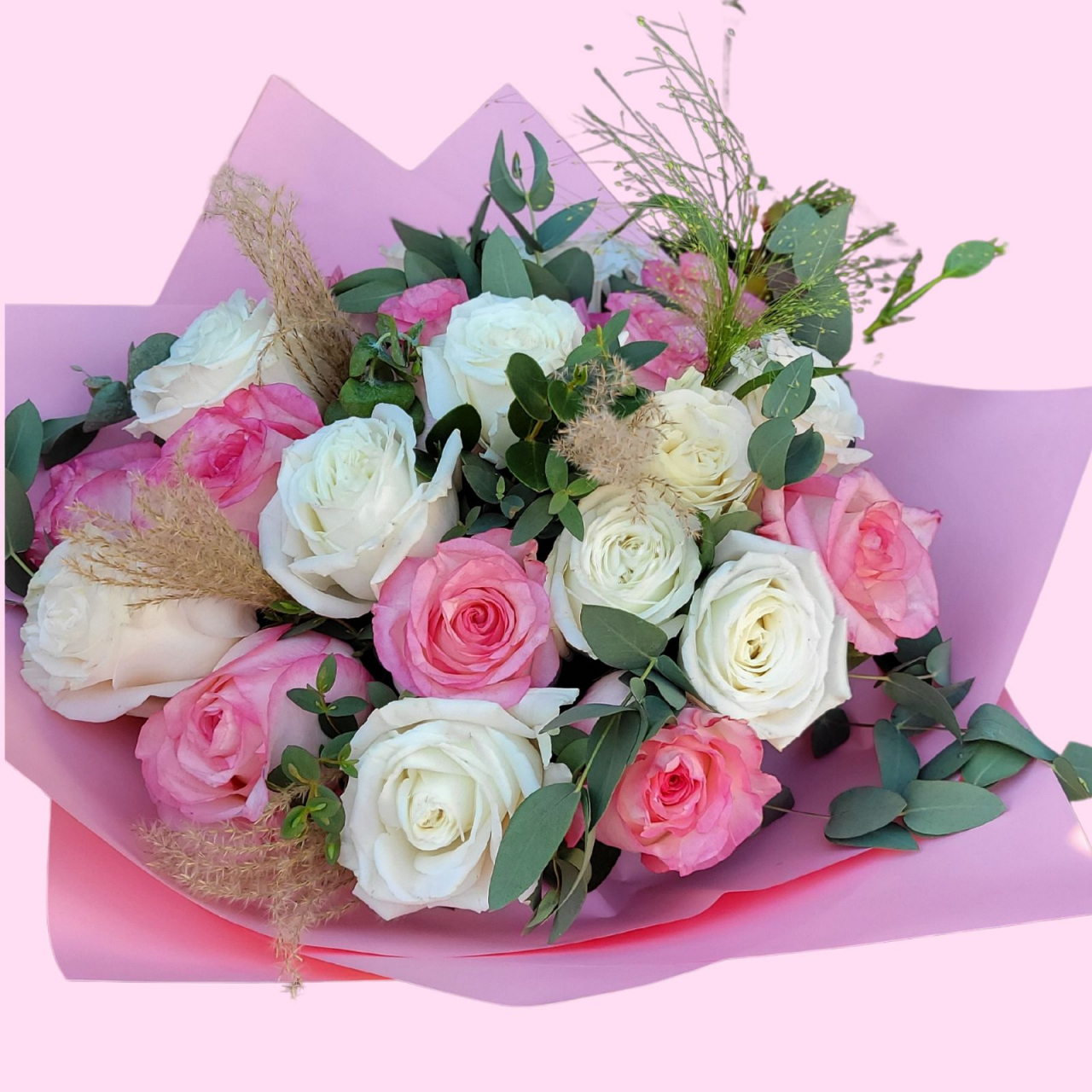 Buchet 25 trandafiri albi și roz [2]