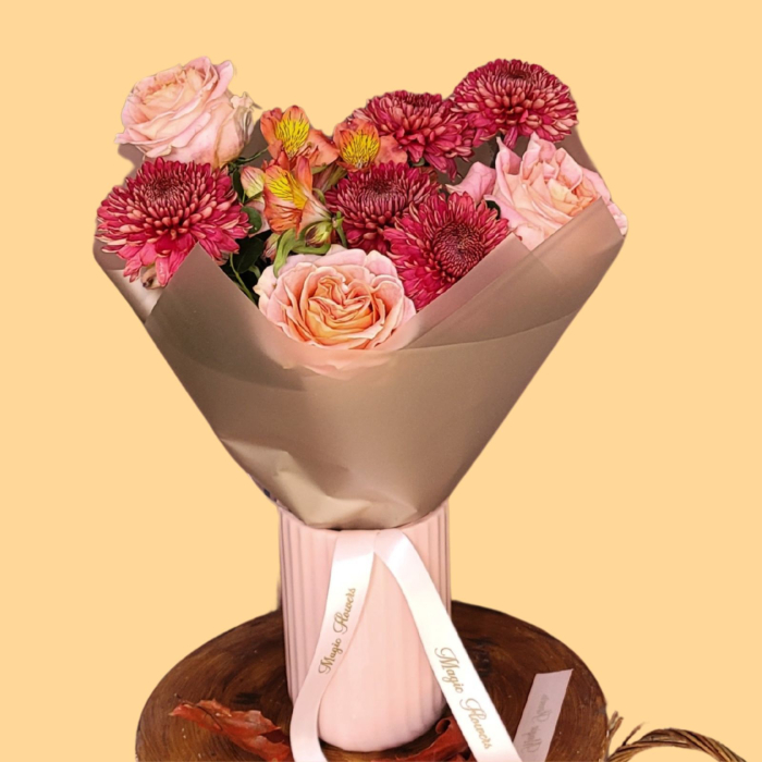 Buchet cu trandafiri și crizanteme [3]